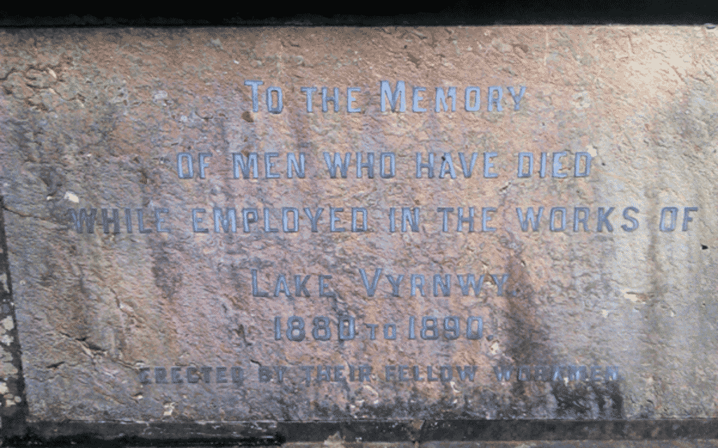 The Ghost Girl of Llangedwyn's Green Inn 4 To the memory of men who have died while employed in the works of Lake Vyrnwy 1880 to 1890 - Erected by their fellow workmen